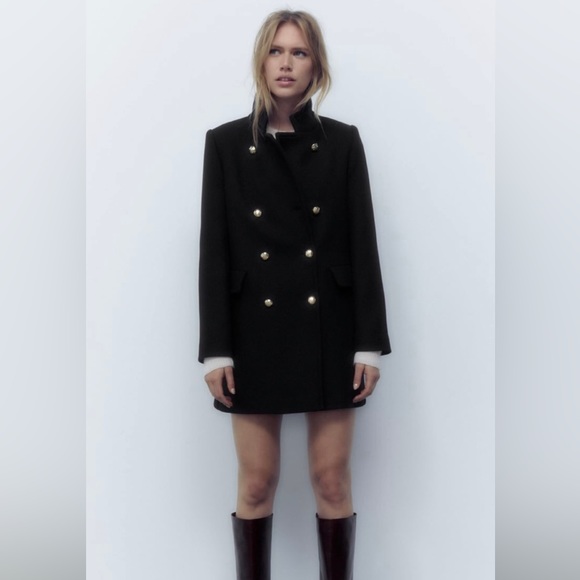 Zara Double Breasted High Collar Coat - Picture 1 of 12